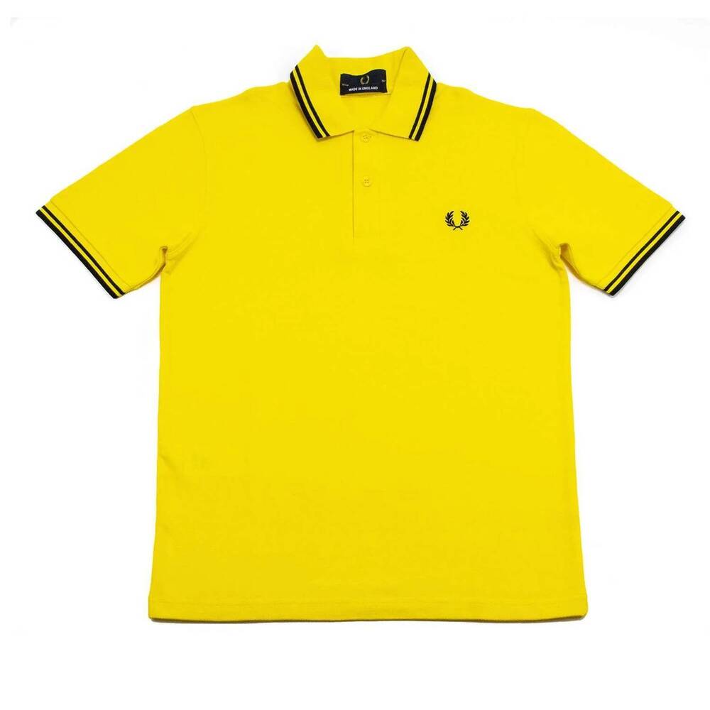 NEW FRED PERRY men's twin tipped polo shirt in cyber yellow
